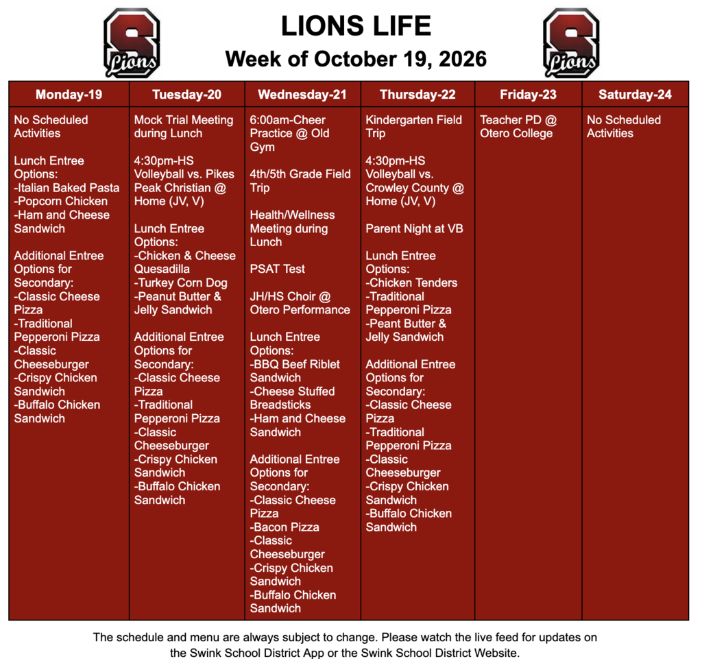Lions Life for Week of October 19