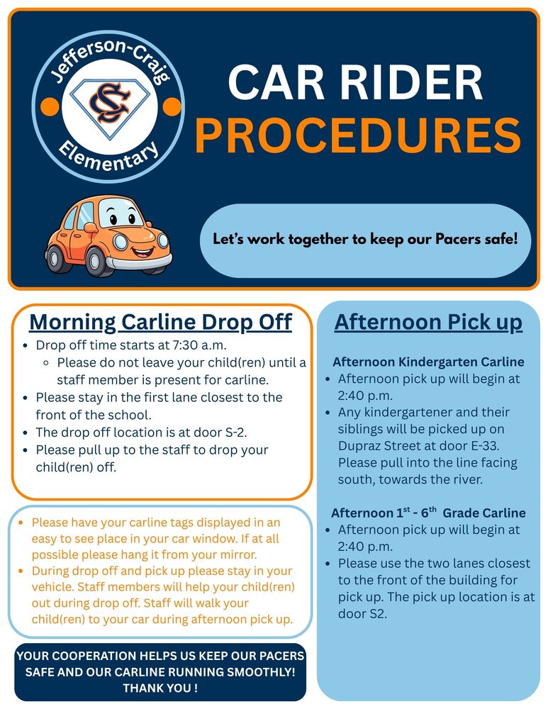 JCES CAR RIDER PROCEDURES