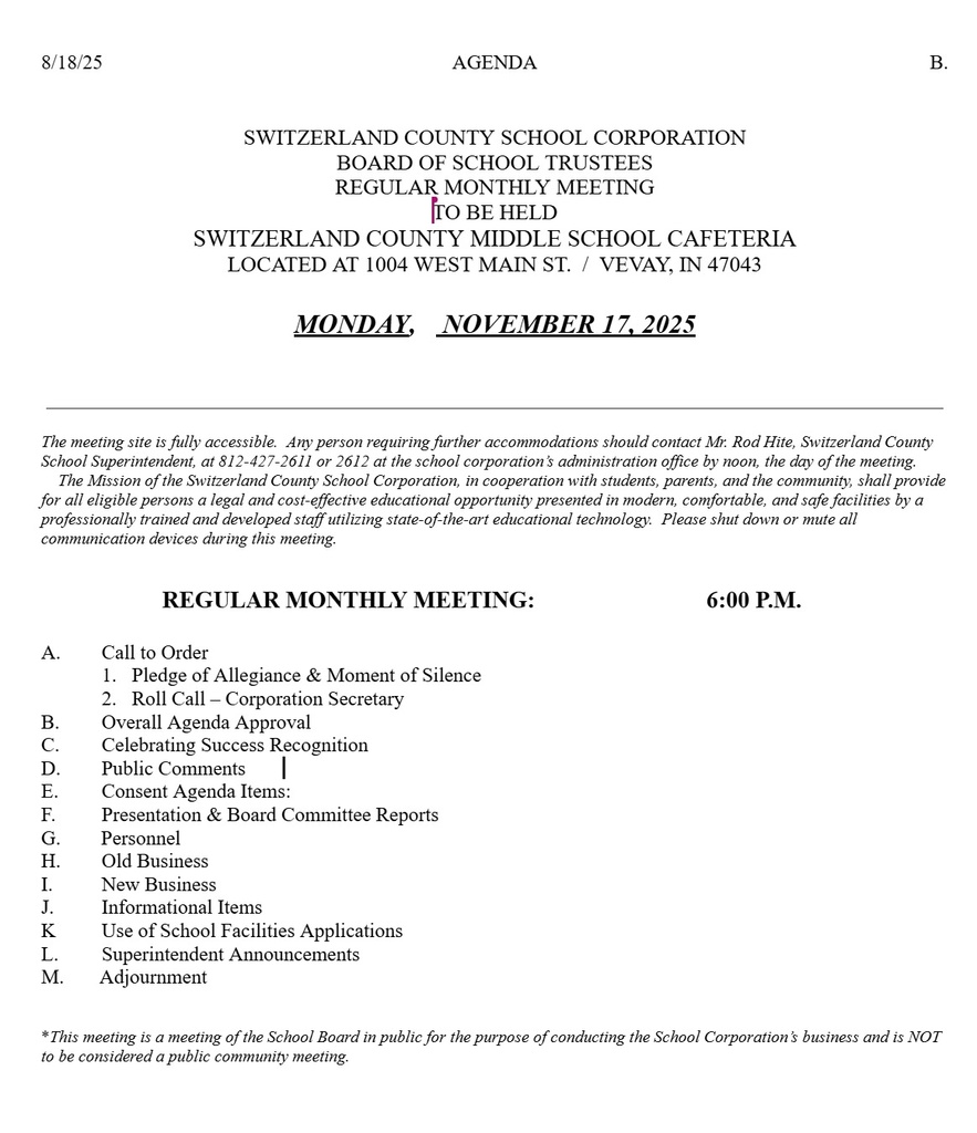 2025-November 17th Agenda