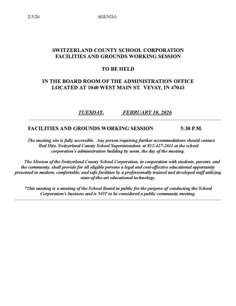 Facilities & Grounds Meeting 2/10/2026