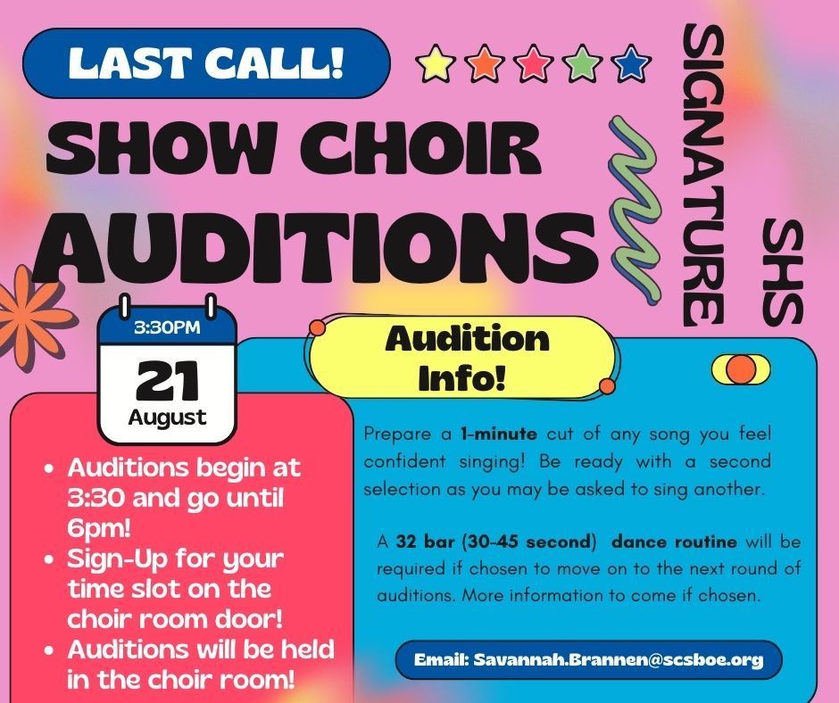 Show Choir auditions - Thursday, Aug. 21