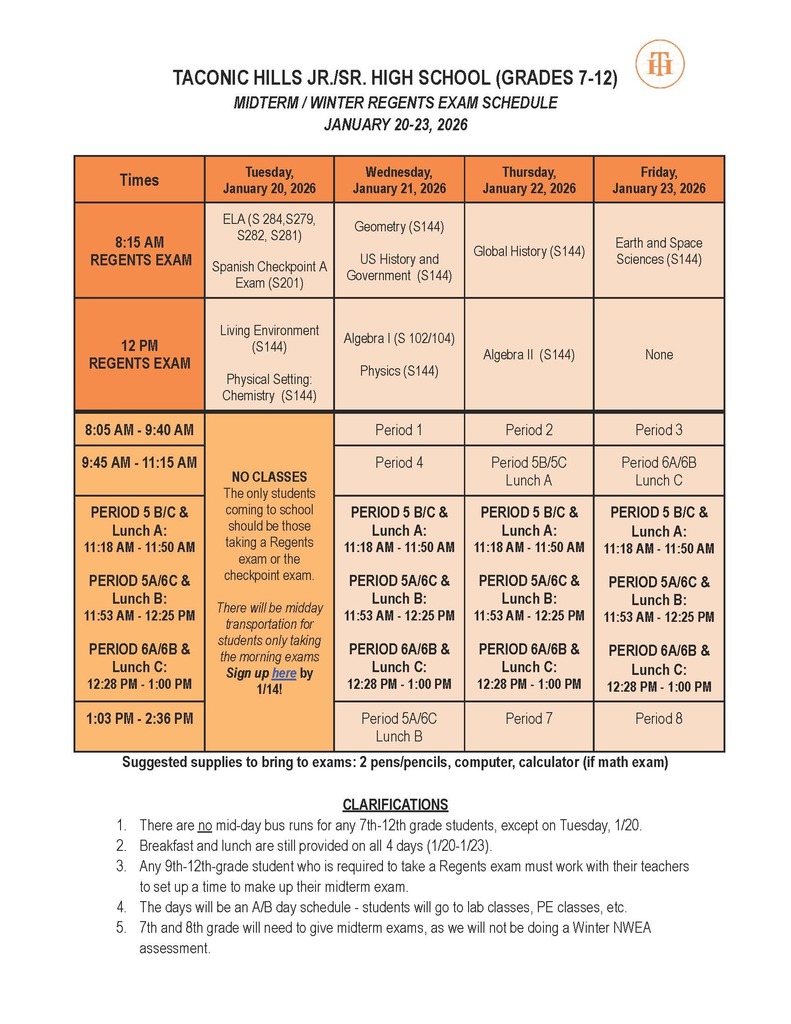 Midterm Schedule Jan 2026