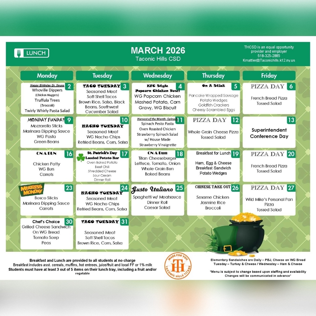 March 2026 Menu Square