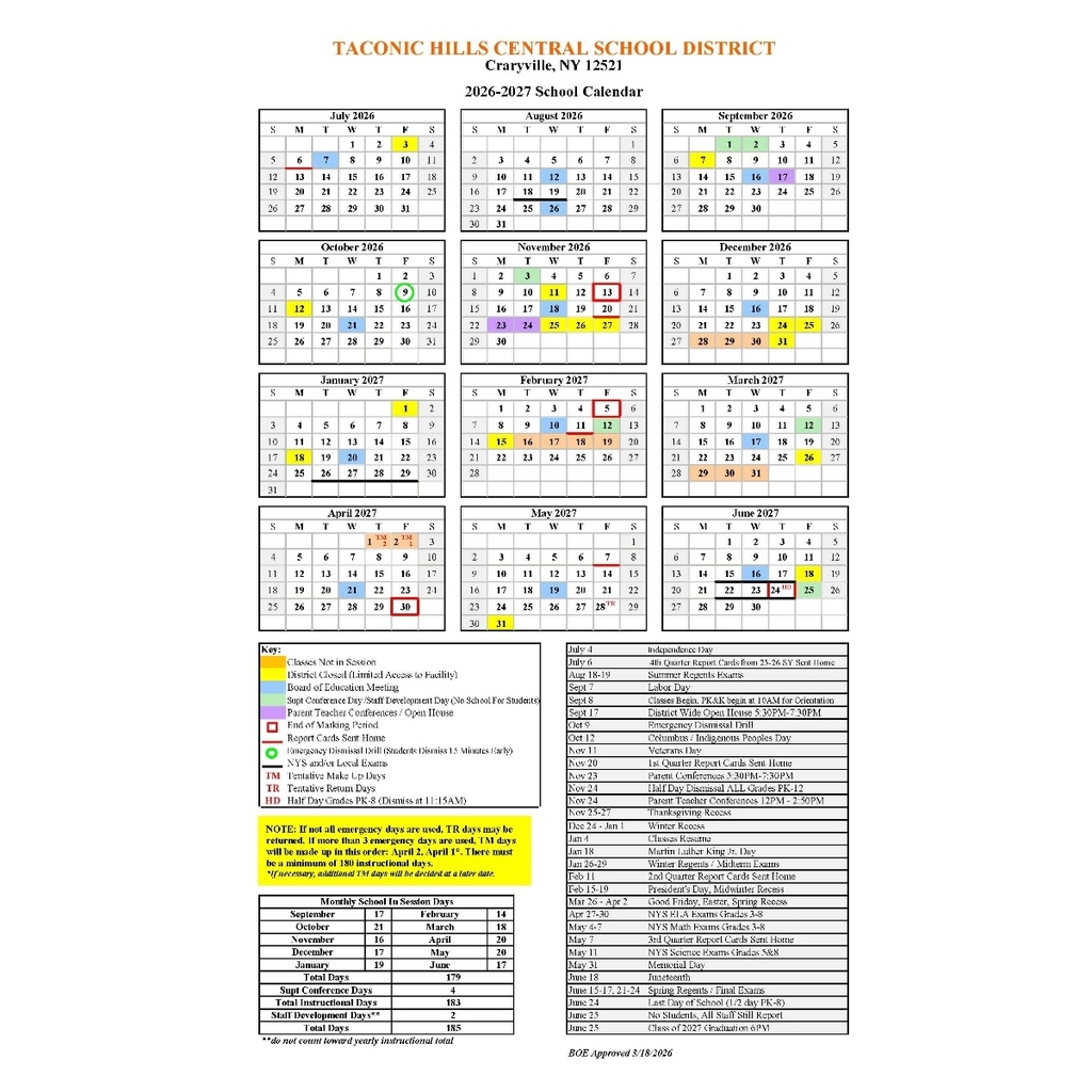 2026-27 District Calendar