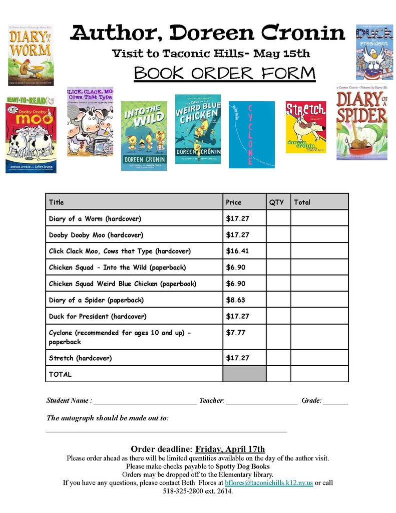 Doreen Cronin Book Order Form