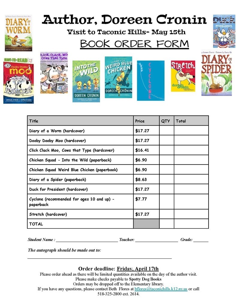 Doreen Cronin Book Order Form