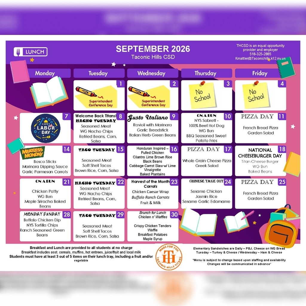 September 2026 Menu Square