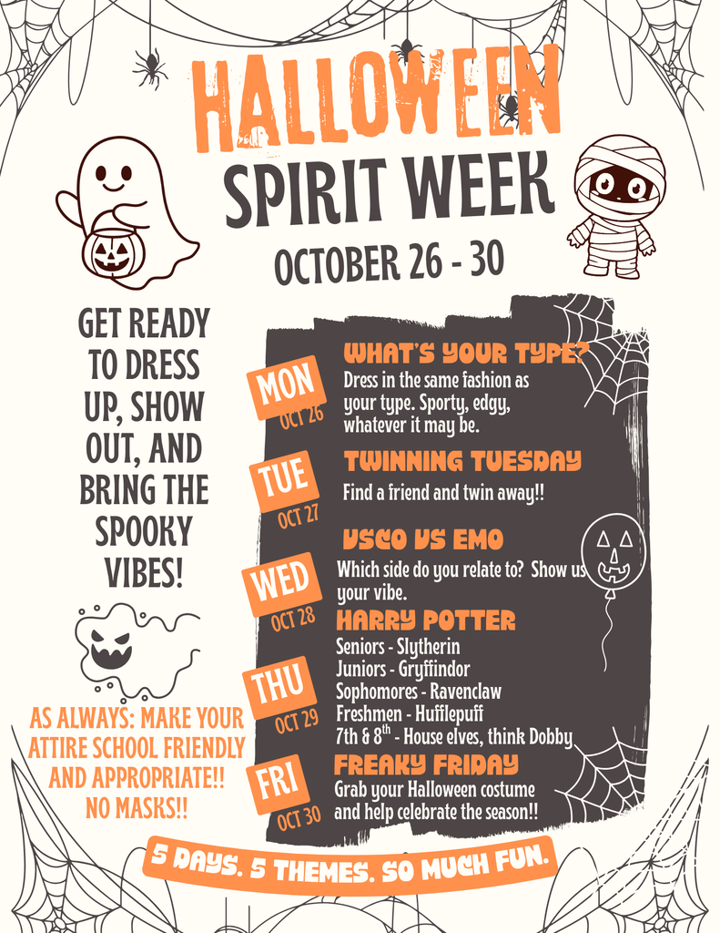2026 Jr Sr High Halloween Spirit Week