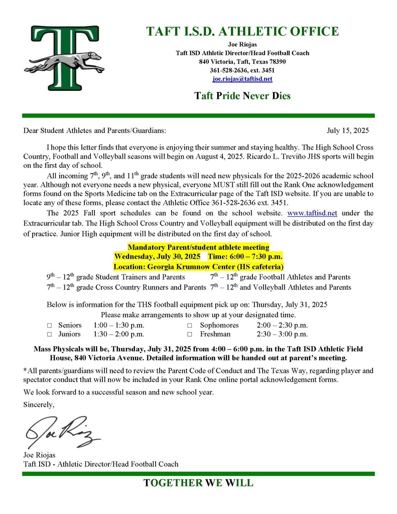 Fall sports letter