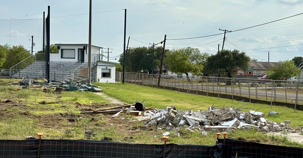 Softball field demolition begins