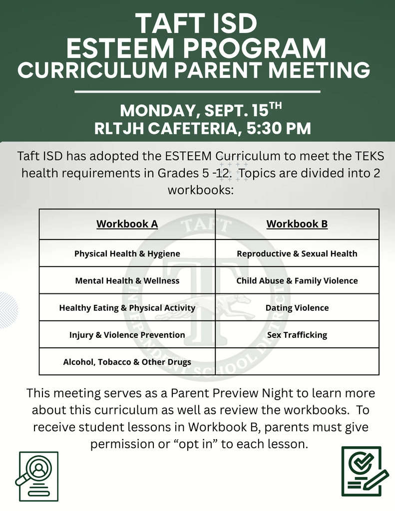 ESTEEM Preview Parent Meeting, Sept. 15th at 5:30 PM