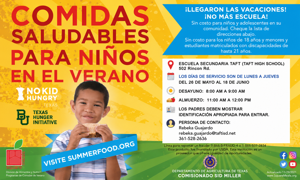 Taft ISD Summer Feeding Program SP