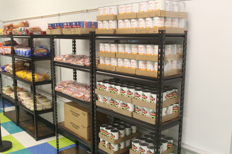 Canned food on storage racks