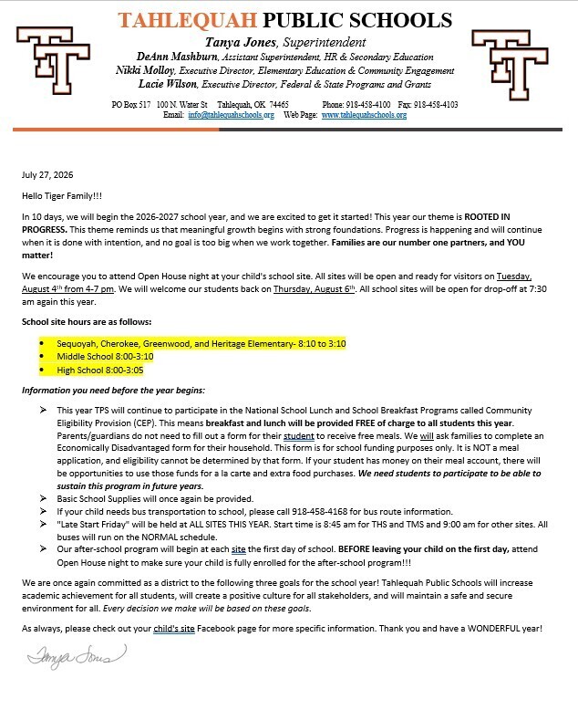 Updated family letter