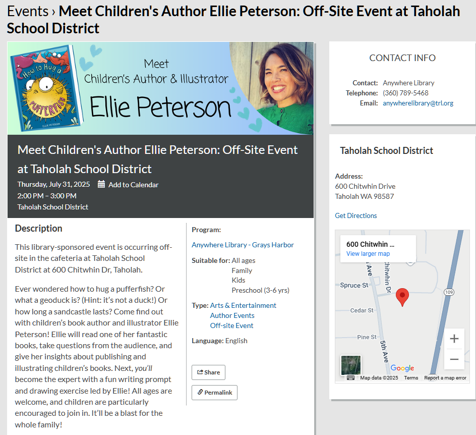 Author Ellie Peterson @ Taholah School