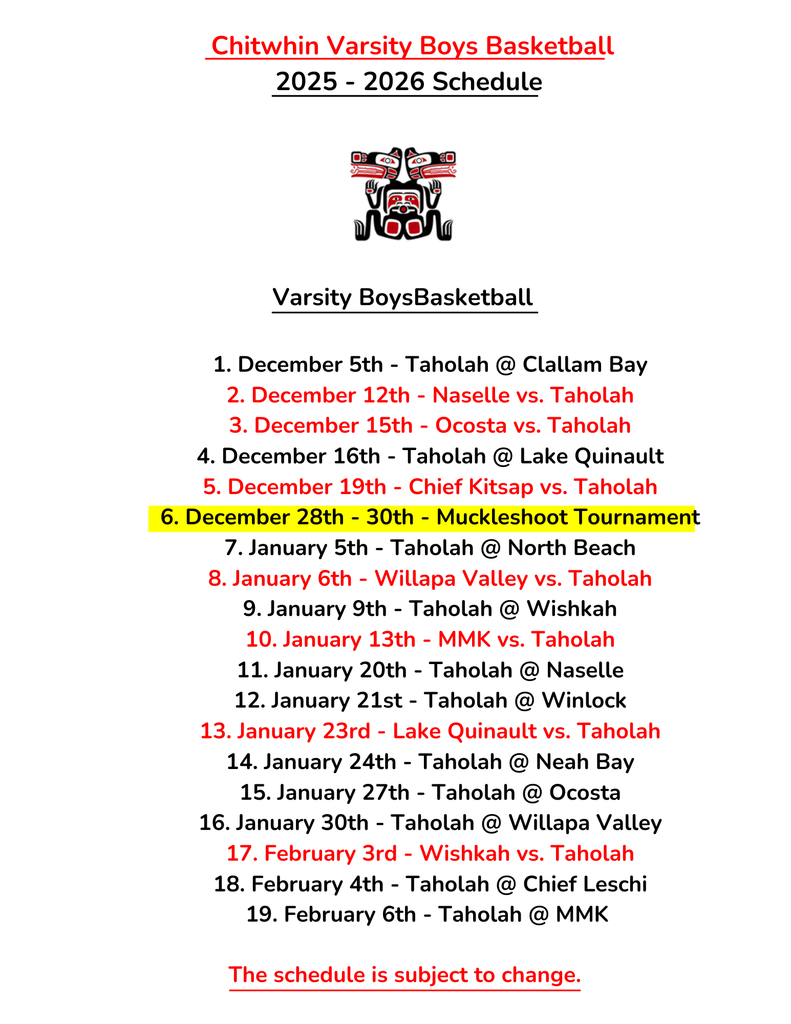 Chitwhins Varsity Boys Basketball Schedule