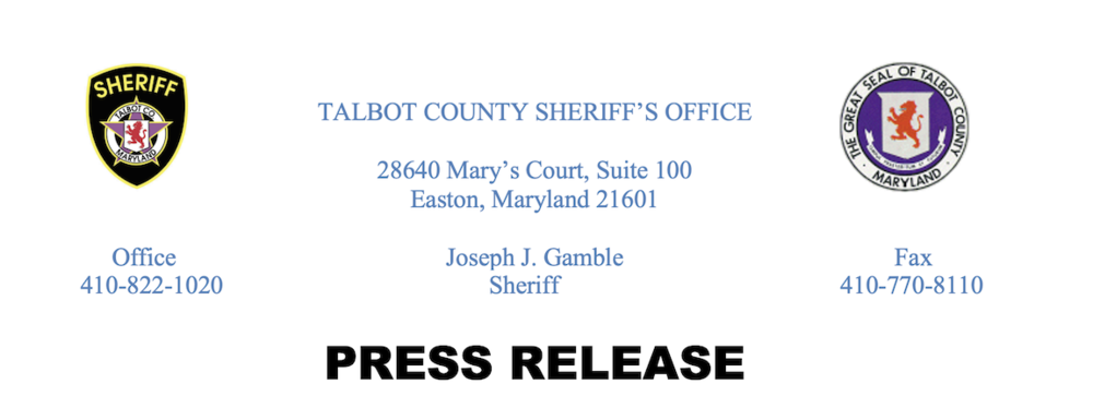 Talbot County Sheriff's Office Press Release