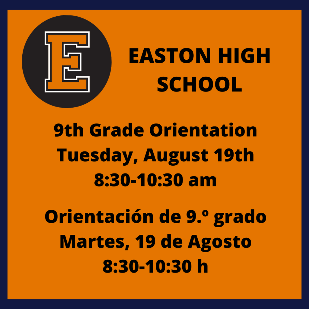 EHS 9th Grade Orientation - Tuesday, August 19th from 8:30 - 10:30 a.m.