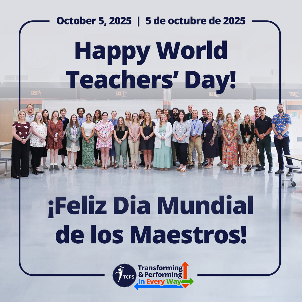 A group of teachers with the words "Happy World Teachers' Day!"