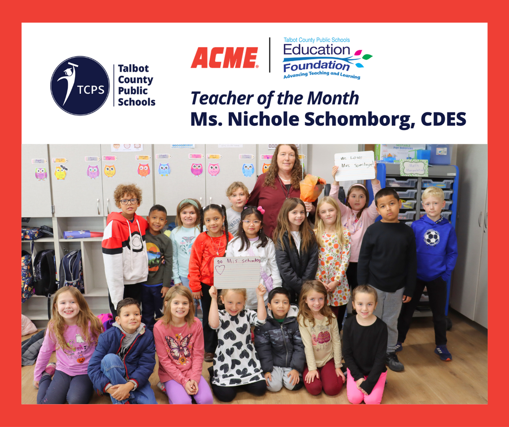 Ms. Nichole Schomborg awarded ACME/TCPS Education Foundation Teacher of the Month