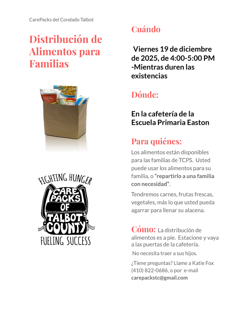 CarePacks food distribution flyer advertisement 