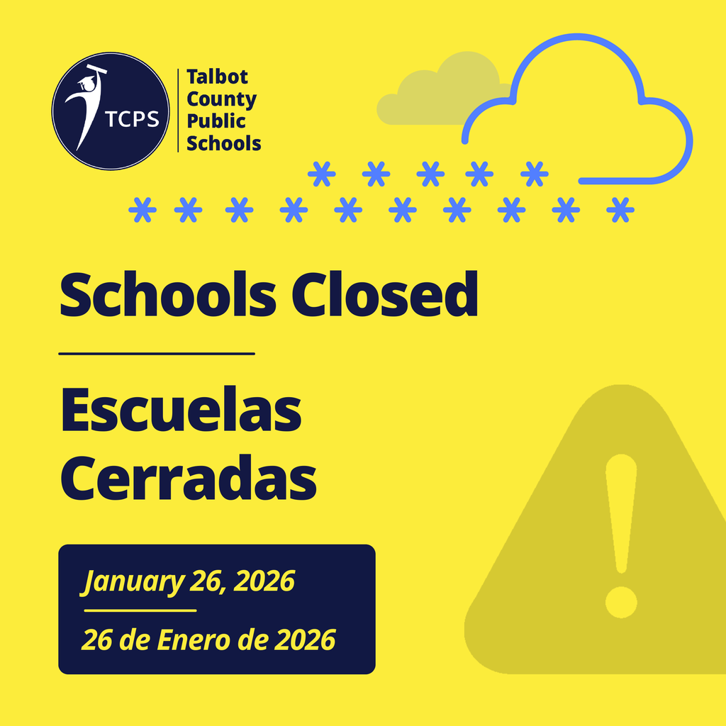 TCPS branded graphic with snow iconography and an exclamation point