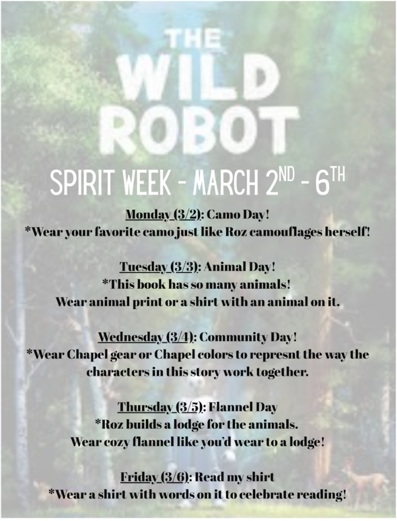 Spirit Week 3/2-3/6