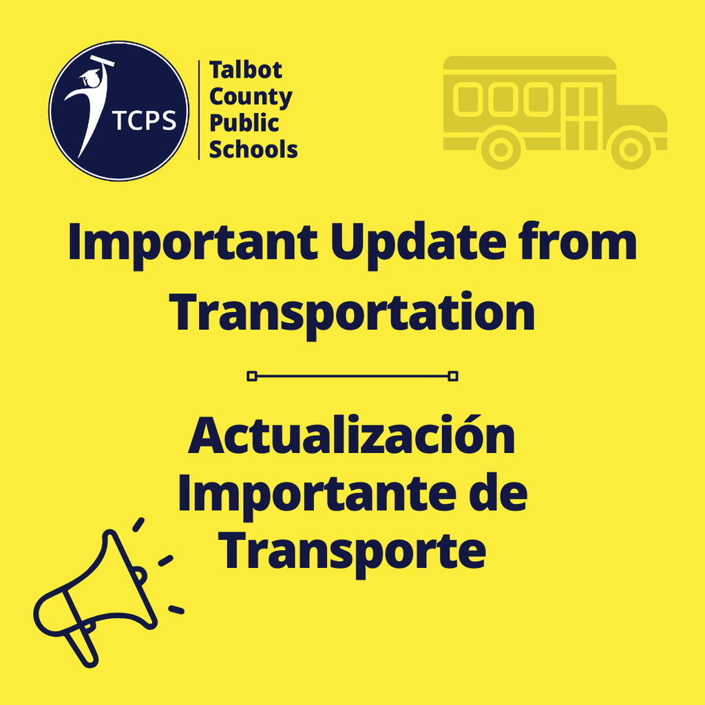 Yello and Navy Blue graphic - Important Update from Transportation
