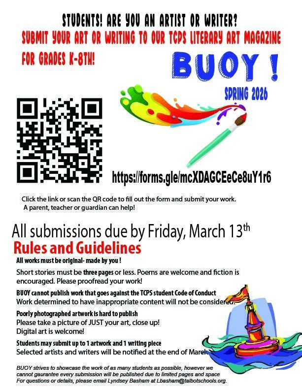 Flyer to advertise submissions for The Buoy