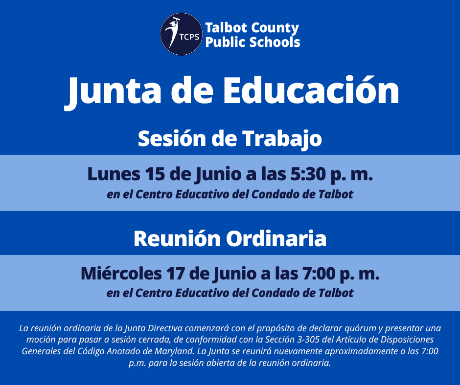 Junta de Educación Sesión de Trabajo Lunes 15 de Junio; Reunión Ordinaria, Miércoles 17 de Junio