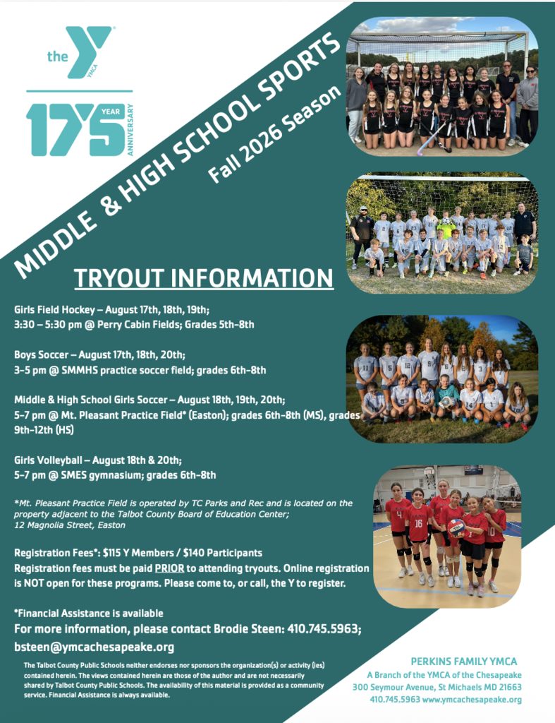 YMCA Middle School Sports Flyer