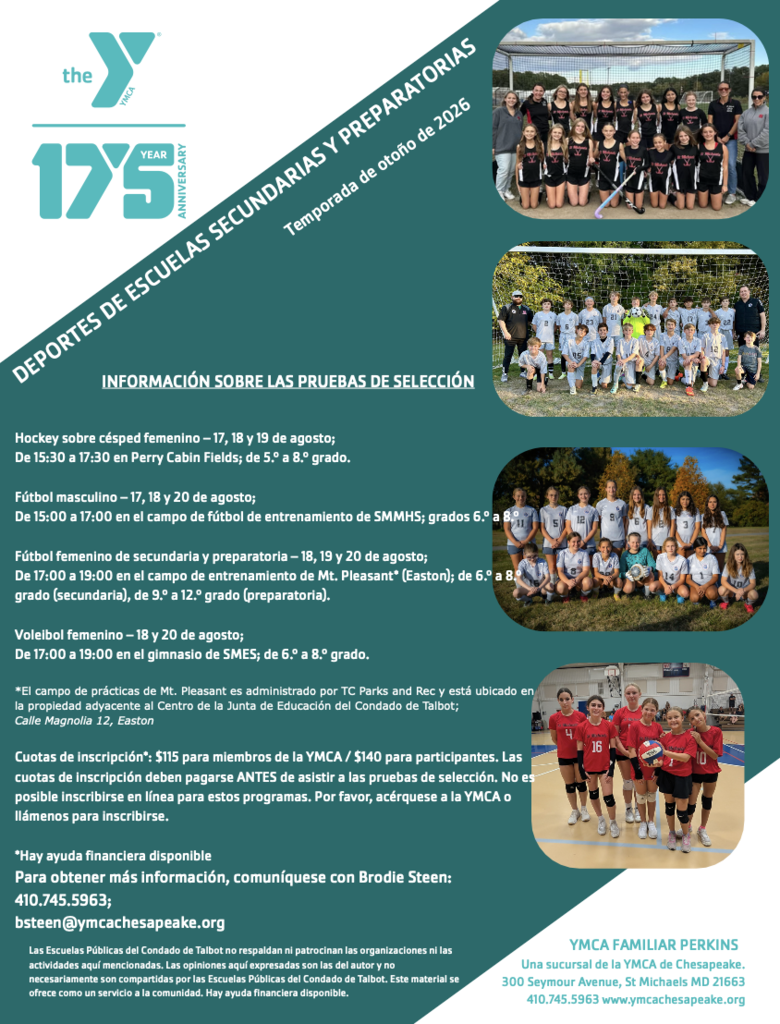 YMCA Middle School Sports Flyer (Spanish)