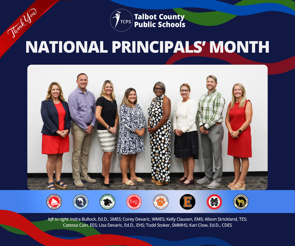 a photo of all our school principals with their names and school logos that says "National Principals' Month"
