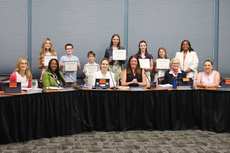 Carson Scholars pictured with the Board of Education