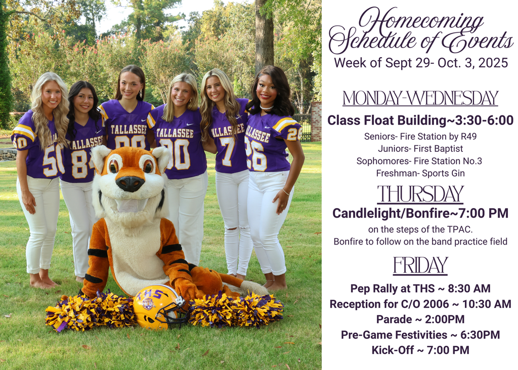 Homecoming court picture with schedule of events.