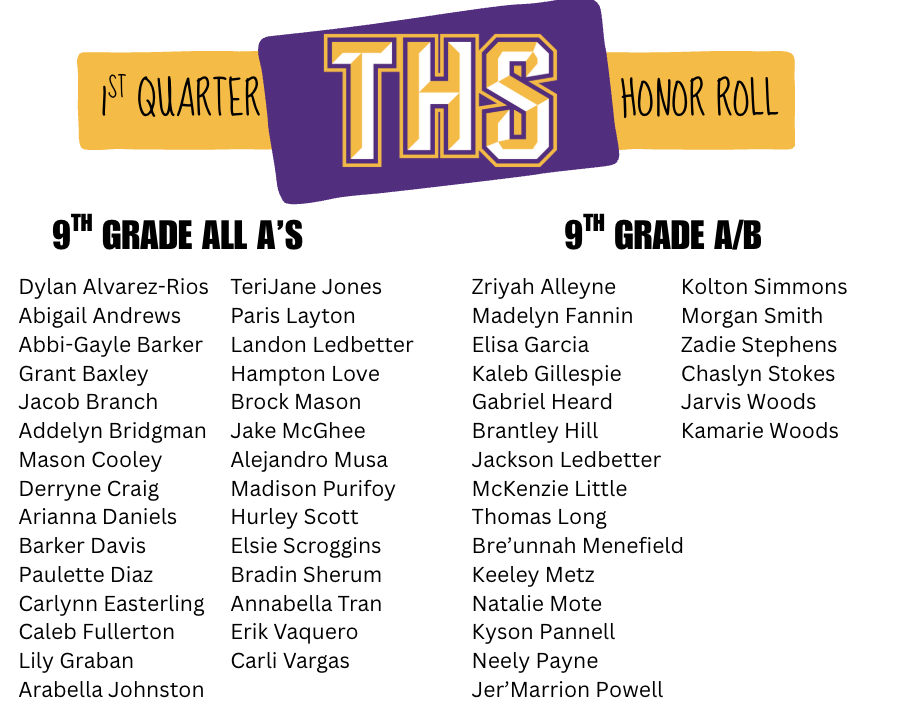 Congratulations 9th Grade Honor Roll Students! 