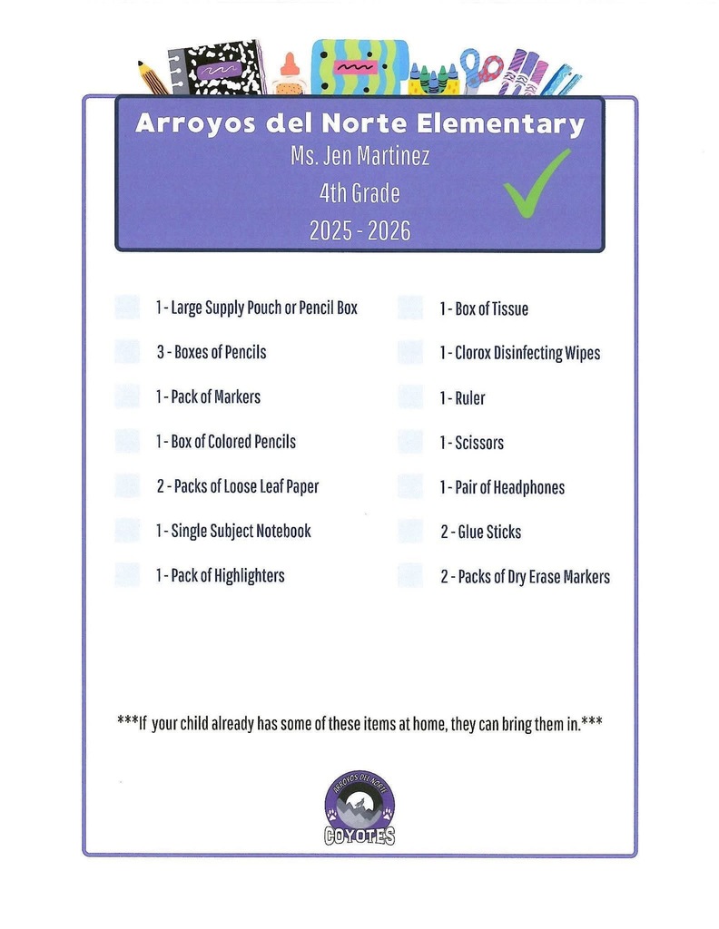 Fourth Supply List