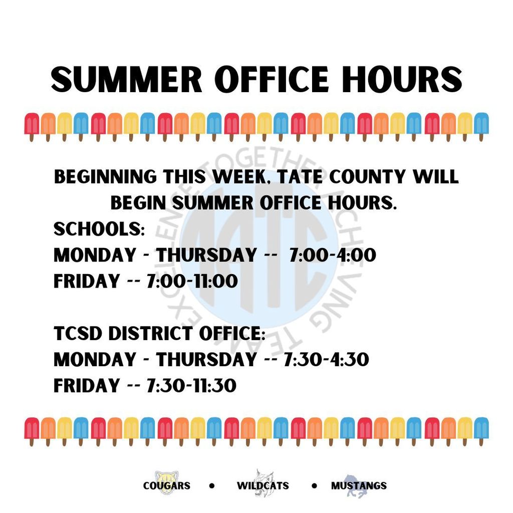 Information on Summer Hours for the Schools and District