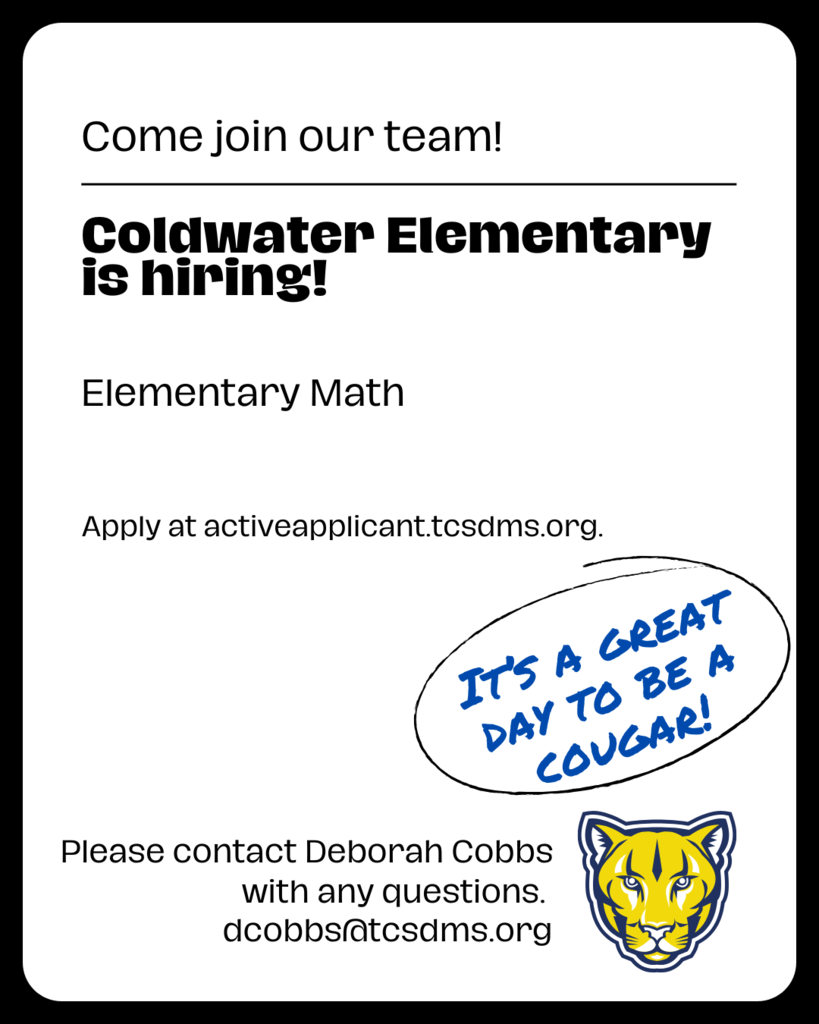 Position opening at Coldwater