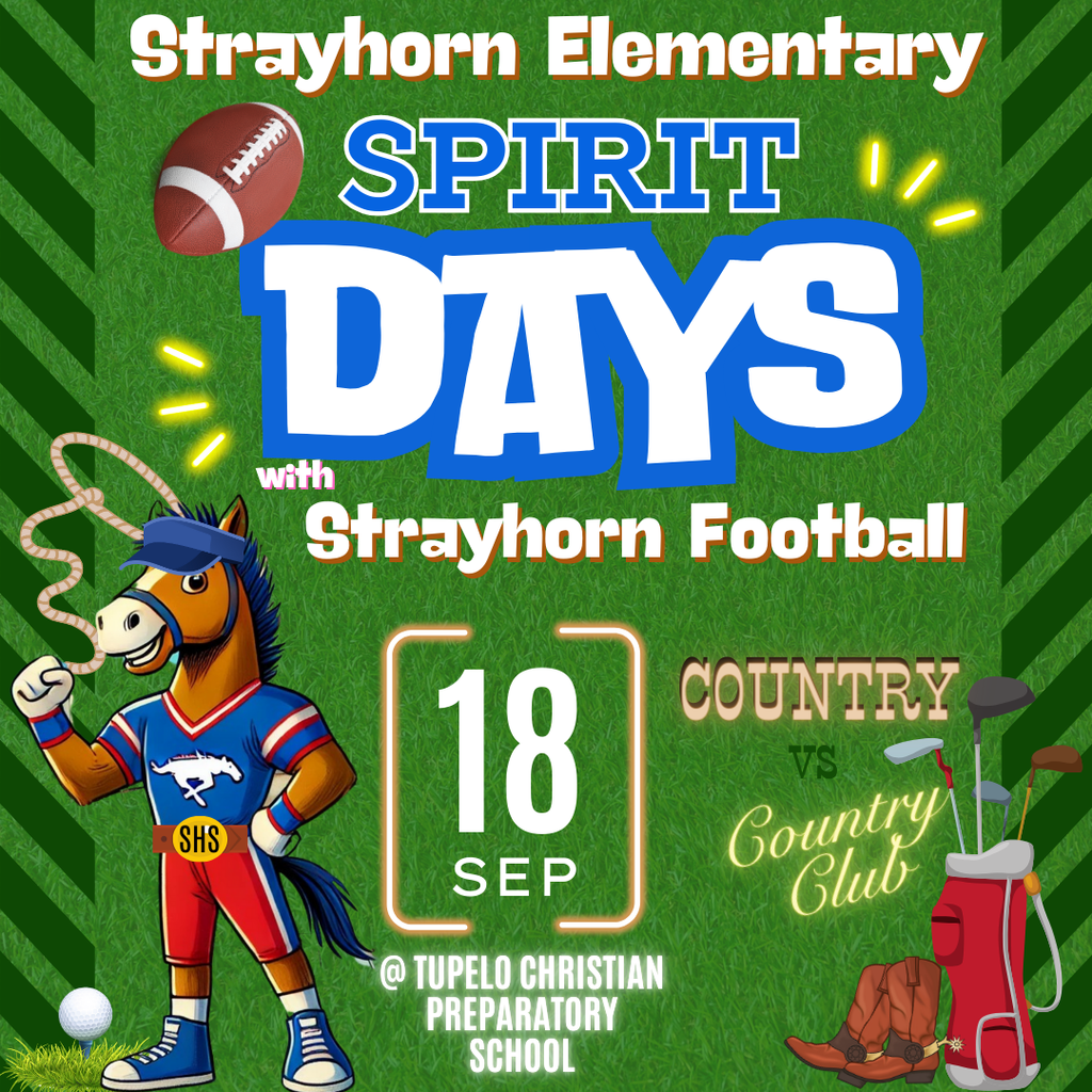 Mustang wearing fottball outfit with lasso, cowboy boots and golf clubs