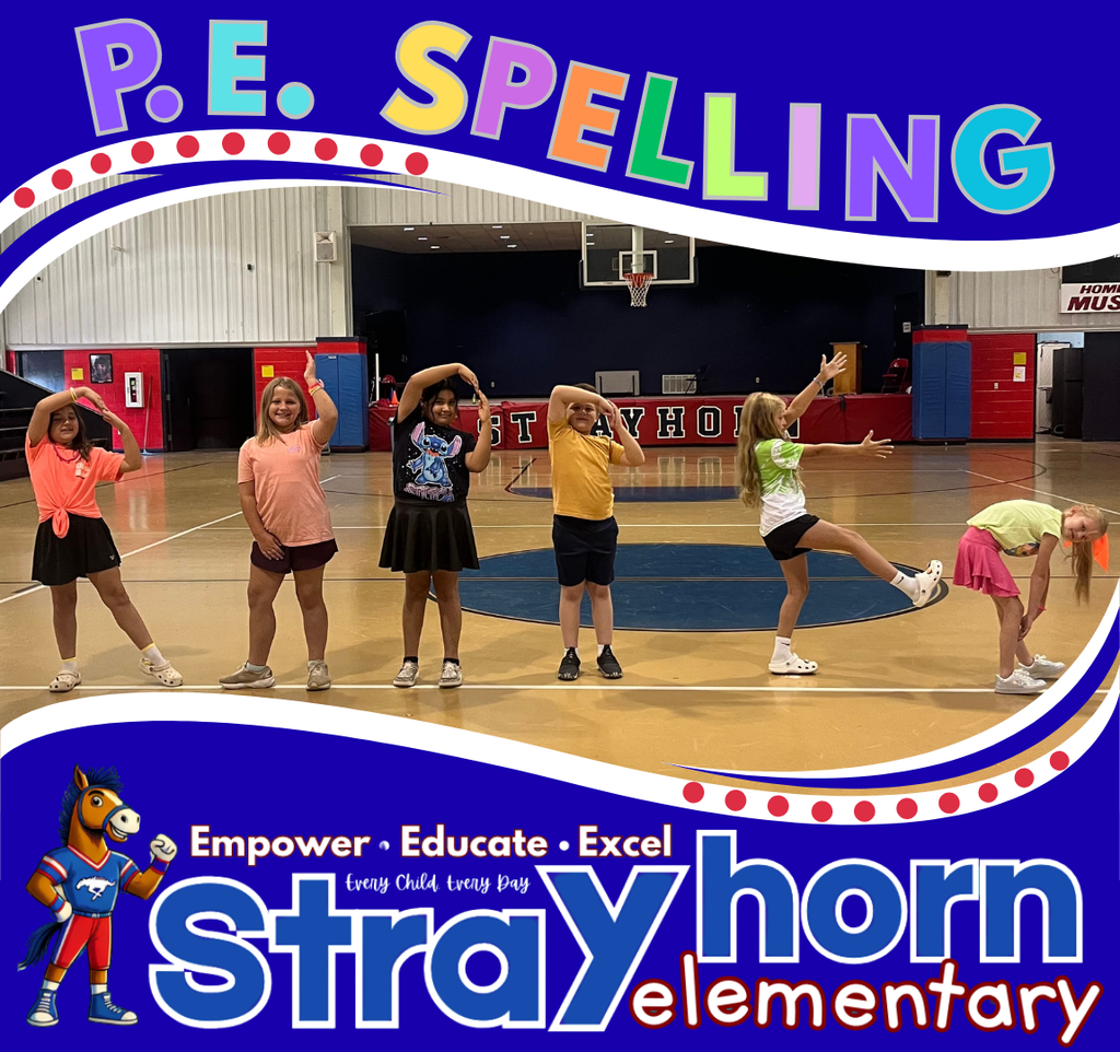 students forming letters with arms