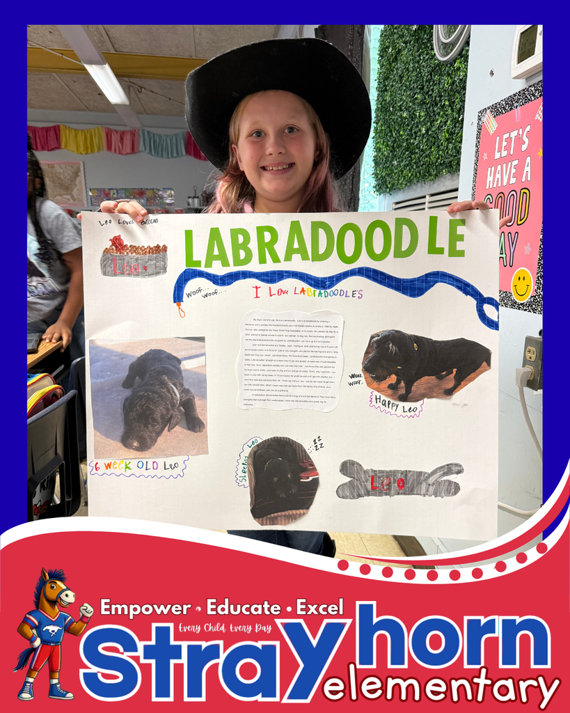 students with posterboard and dog pictures