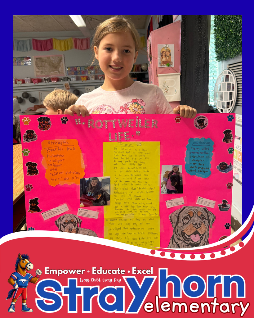 students with posterboard and dog pictures