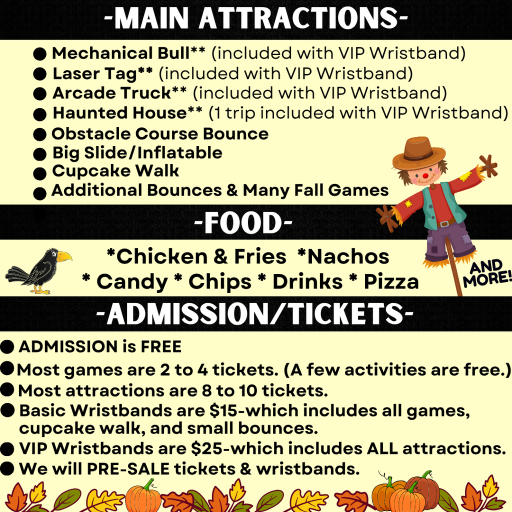 scarecrow, crow, and pumpkins with fall leaves