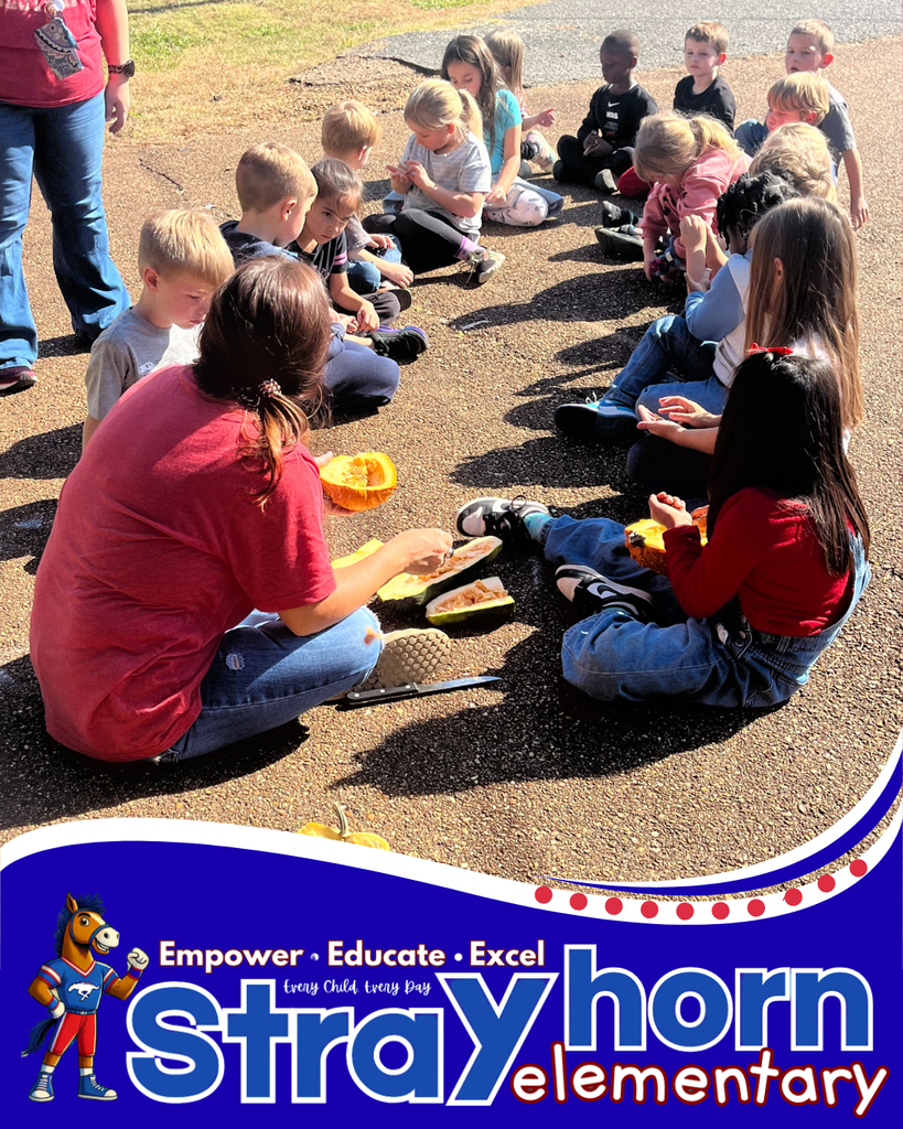 teacher and students with pumpkins and gourds