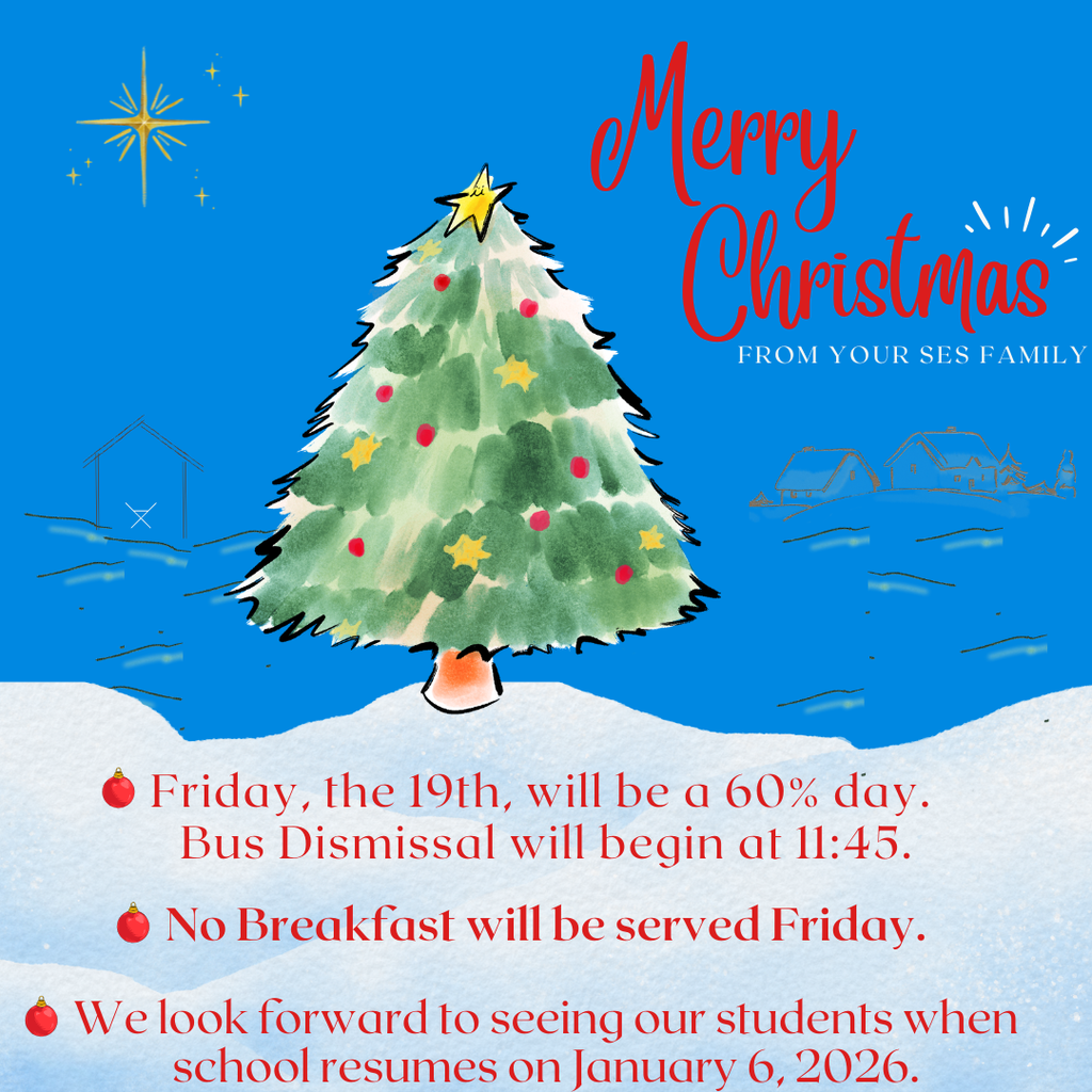 christmas tree with houses snow and manger in background