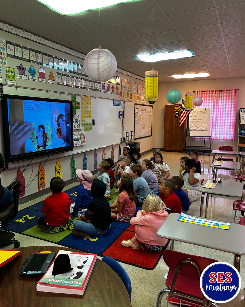 students watching a video
