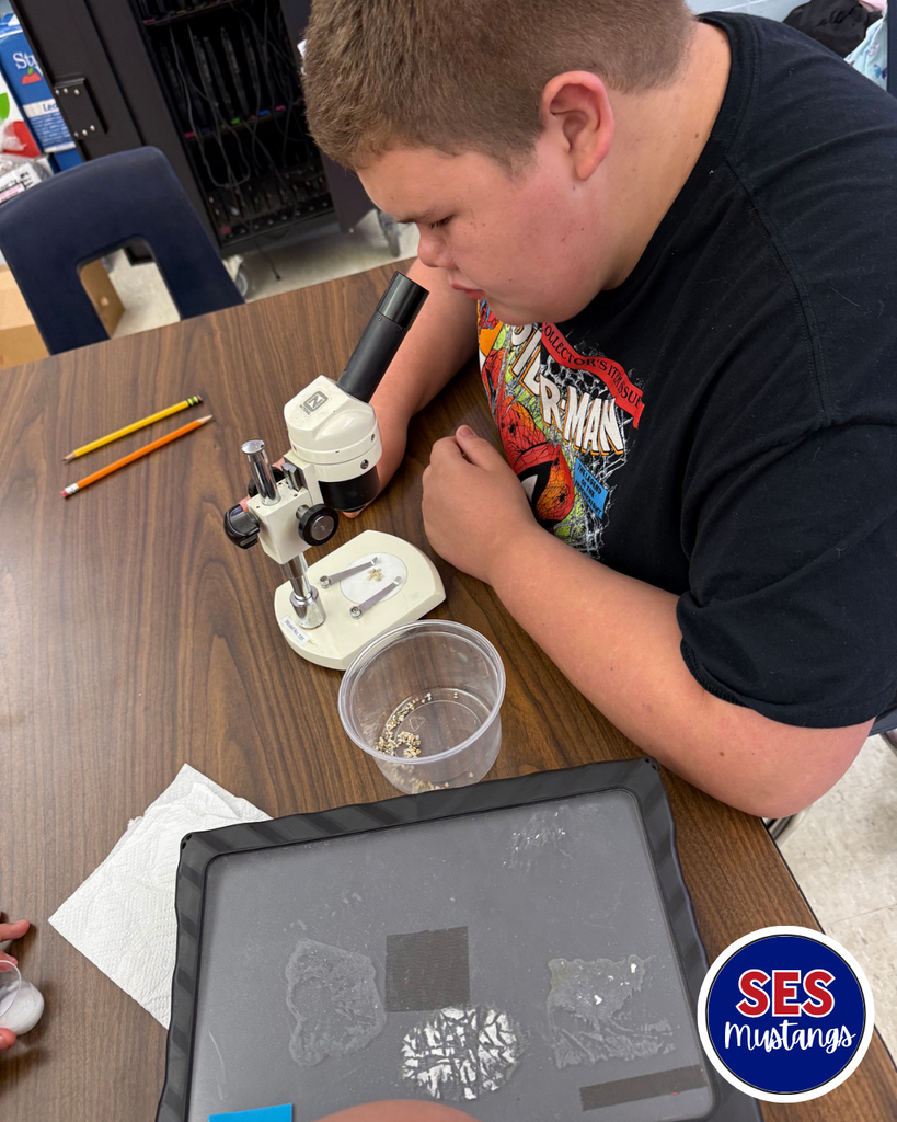 student looking in microscope