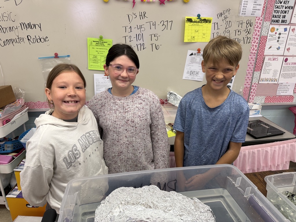 students with foil and water