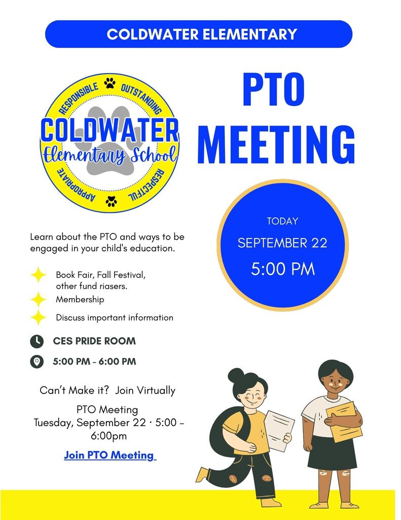 Please Join us at our PTO Meeting this afternoon.  We will meet in the Pride room at 5:00pm.  Can make it?  You can join virtually https://meet.google.com/ucj-keqx-unu.  We will discuss fundraisers, membership, and other important information.  